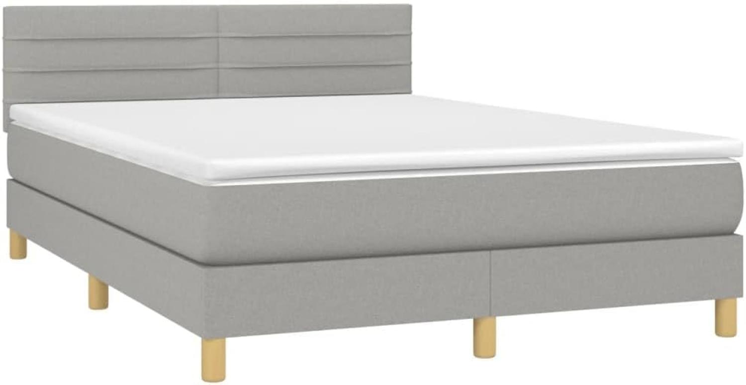 vidaXL Boxspringbett mit Matratze Hellgrau 140x190 cm Stoff 3140689 Bild 1