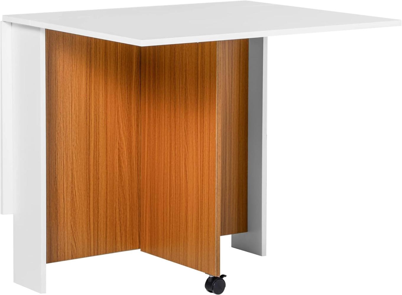 HOMCOM Klapptisch Mobiler Tisch, mit Rollen, Holz, 120 x 80 x 73 cm (LxBxH), Weiß Bild 1