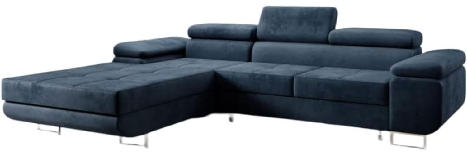 Designer Sofa Calvera mit Schlaf- und Klappfunktion (Samt) Blau Links Bild 1