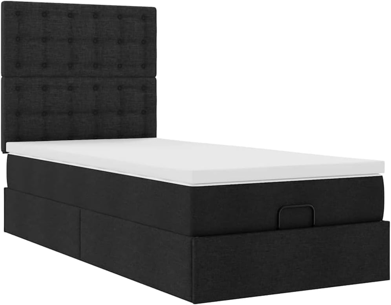 Ottoman-Bett mit Matratze Schwarz 90x200 cm Stoff 3313294 Bild 1