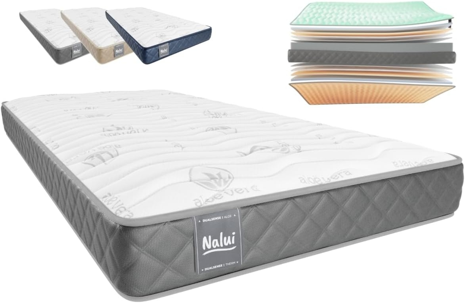 Don descanso - Matratze für Nestbett 67x180 cm. Viskoelastische Matratze mit Aloe Vera Stretch-Gewebe und atmungsaktivem 3D-Seitengewebe. Höhe: +/- 17 cm, mittlere Härte, wendbar Bild 1