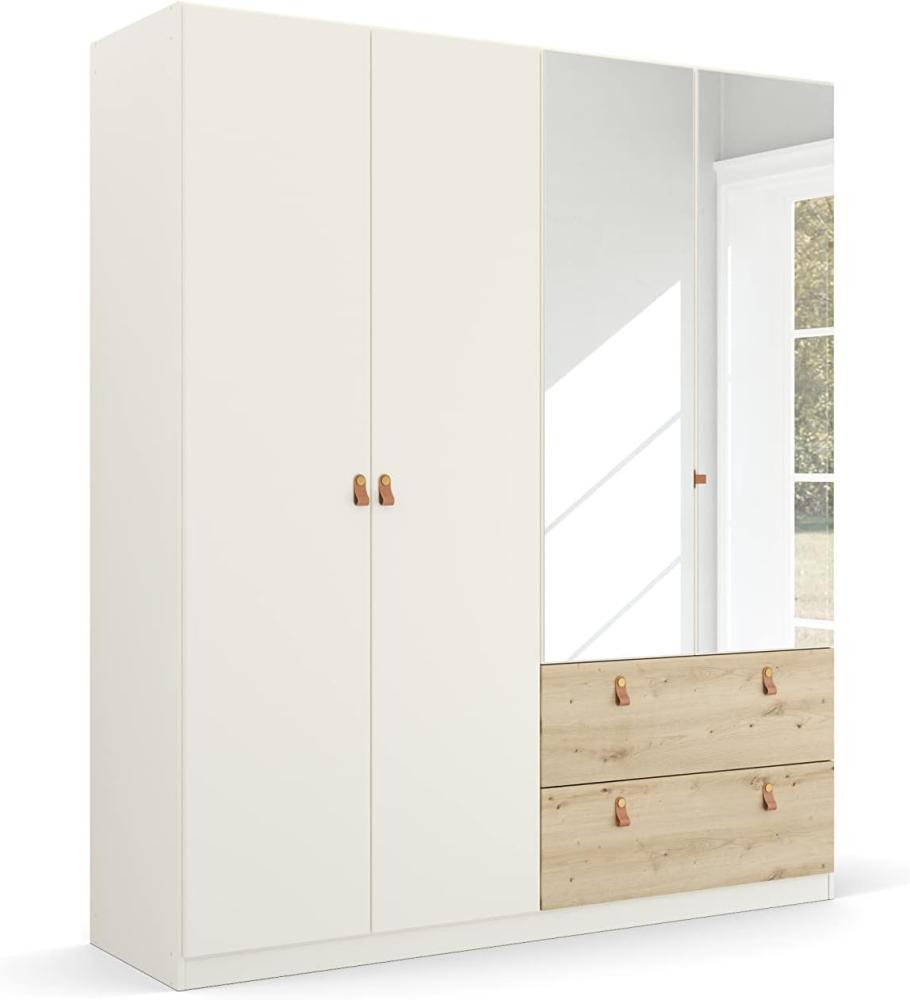 Rauch Möbel Homey by Quadra Spin Schrank Drehtürenschrank, Weiß, 4-trg. mit Spiegel, inkl. 2 Kleiderstangen, 2 Einlegeböden, 2 Schubkästen, BxHxT 181x210x54 cm Bild 1