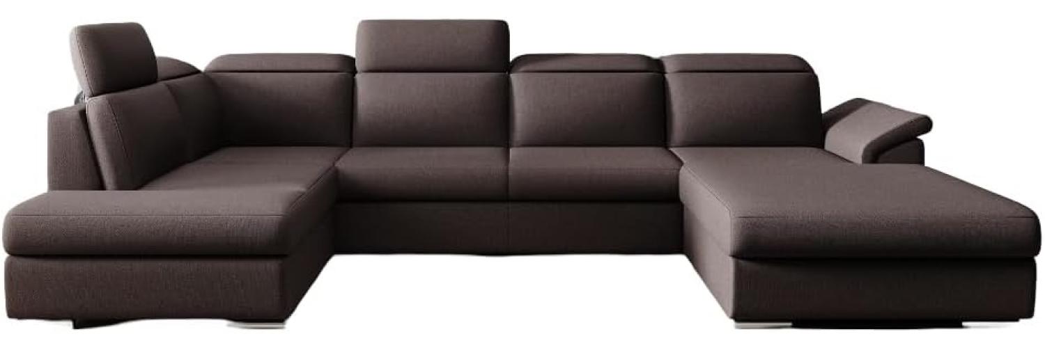 Designer Sofa Emiliano mit Schlaf- und Klappfunktion Stoff Dunkelbraun Rechts Bild 1