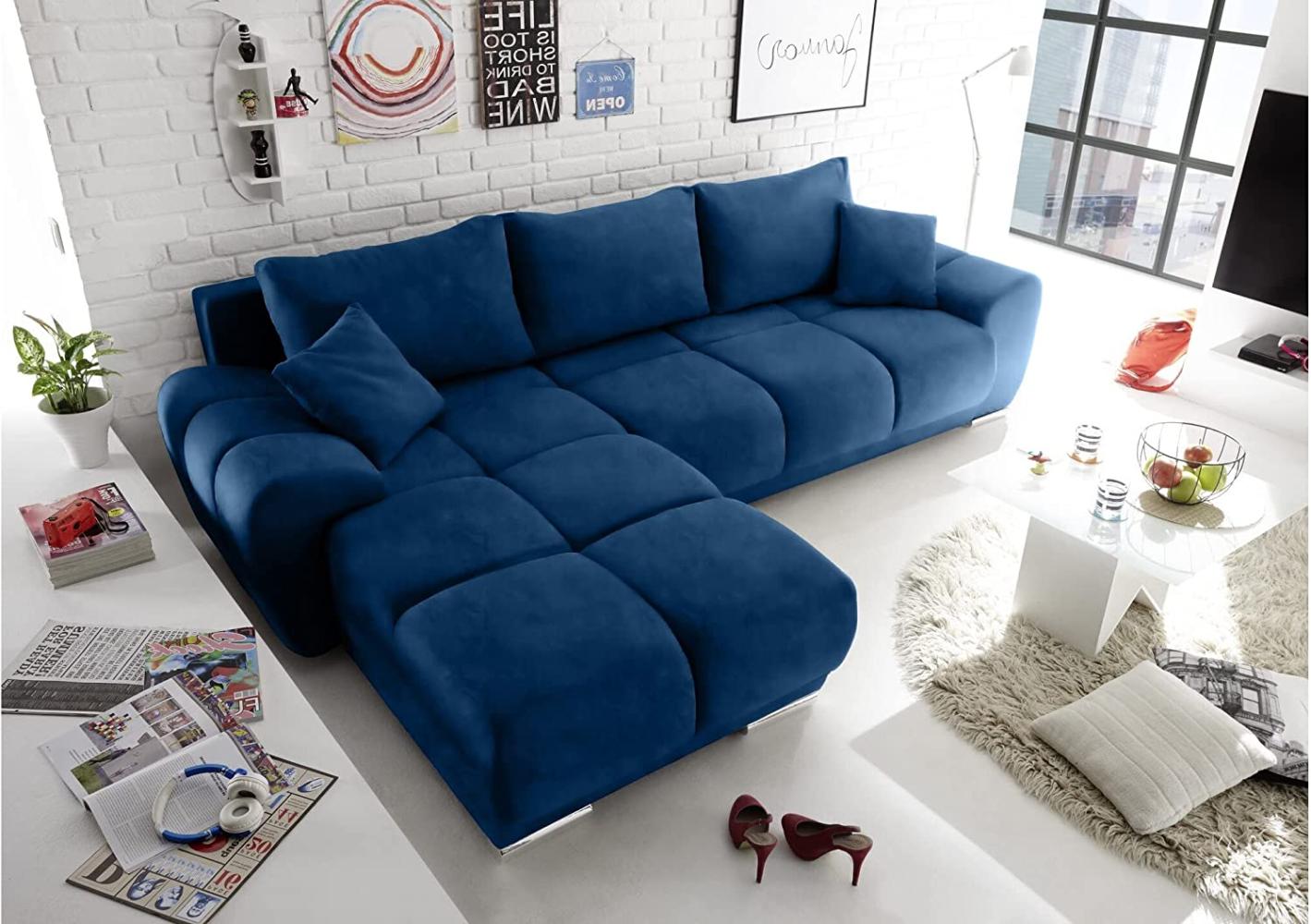 Stylefy Antalya Ecksofa Velours KRONOS Türkis Links mit Schlaffunktion Bild 1