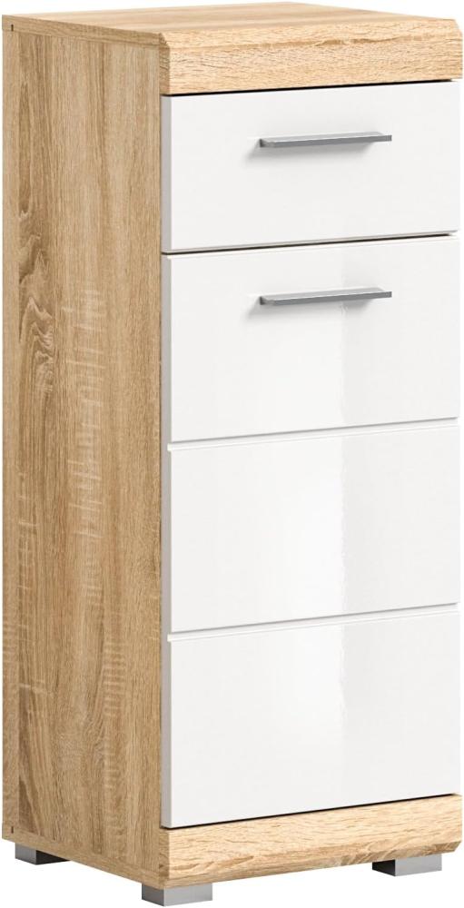 Badschrank Lambada - Sonoma Eiche / Weiß Hochglanz Bild 1