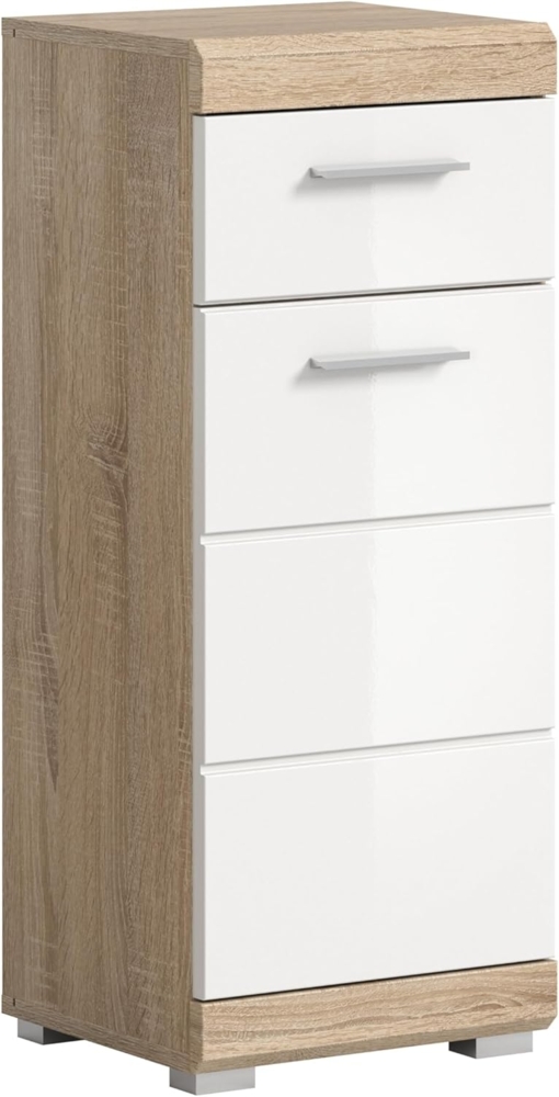 Badschrank Lambada - Sonoma Eiche / Weiß Hochglanz Bild 1