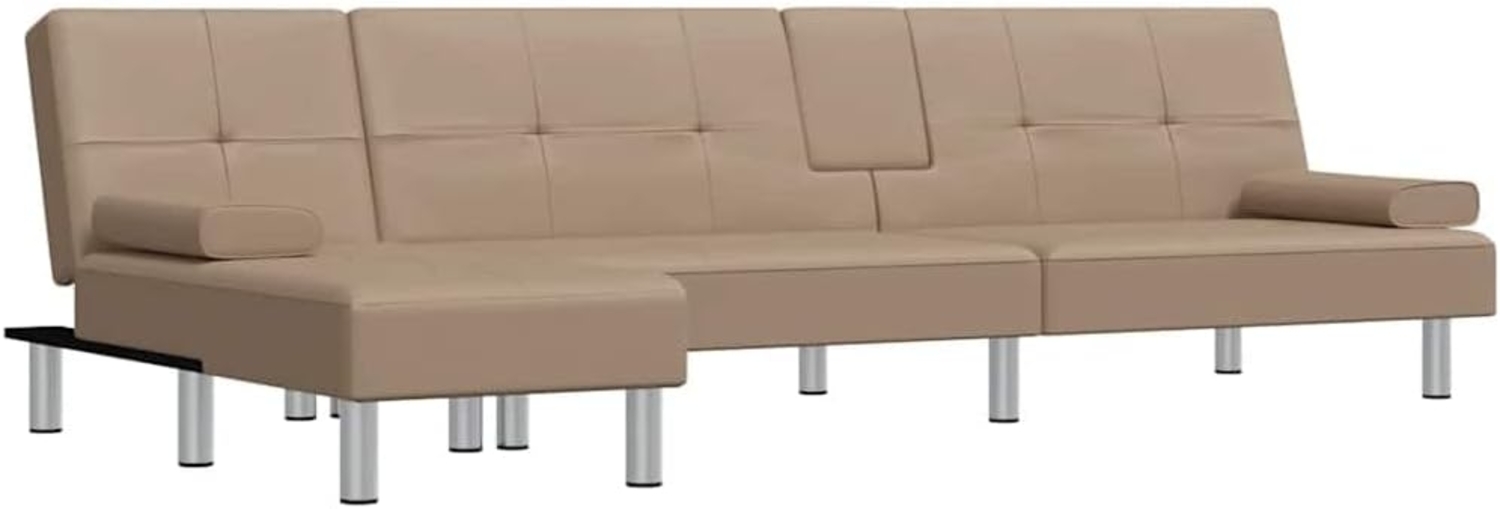 Schlafsofa in L-Form Cappuccino-Braun 255 x 140 x 70 cm Kunstleder (Farbe: Braun) Bild 1