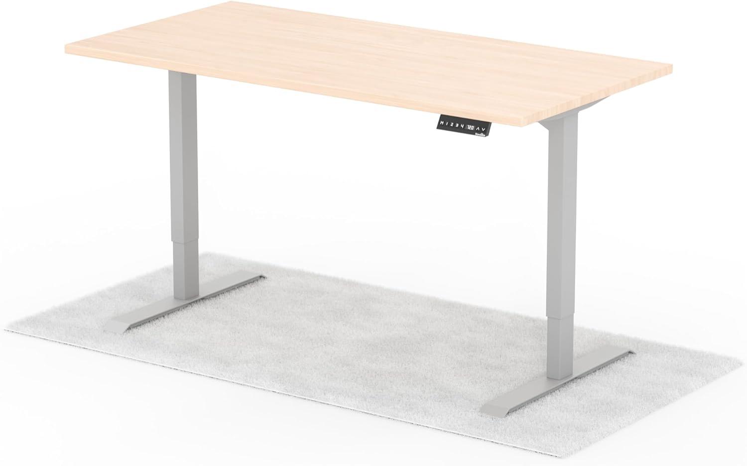 elektrisch höhenverstellbarer Schreibtisch DESK 160 x 80 cm - Gestell Grau, Platte Eiche Bild 1