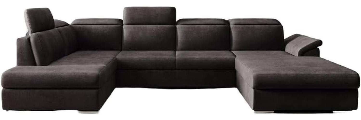 Designer Sofa Emiliano mit Schlaf- und Klappfunktion Samt Dunkelbraun Rechts Bild 1