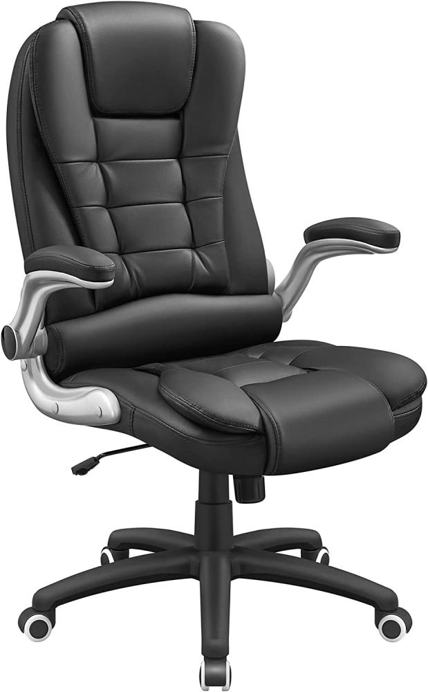 Songmics Racing Stuhl Bürostuhl Gaming Stuhl Chefsessel Drehstuhl PU, schwarz, OBG51B Bild 1