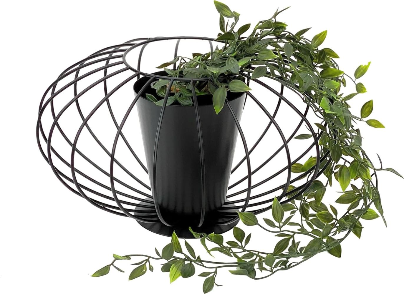 DanDiBo Tischdeko Wohnzimmer Pflanzgefäß Metall Schwarz Matt Rund Ø 36 cm Blumenständer KW442 Blumenschale Modern Pflanzenständer Pflanzenvase Vintage Bild 1