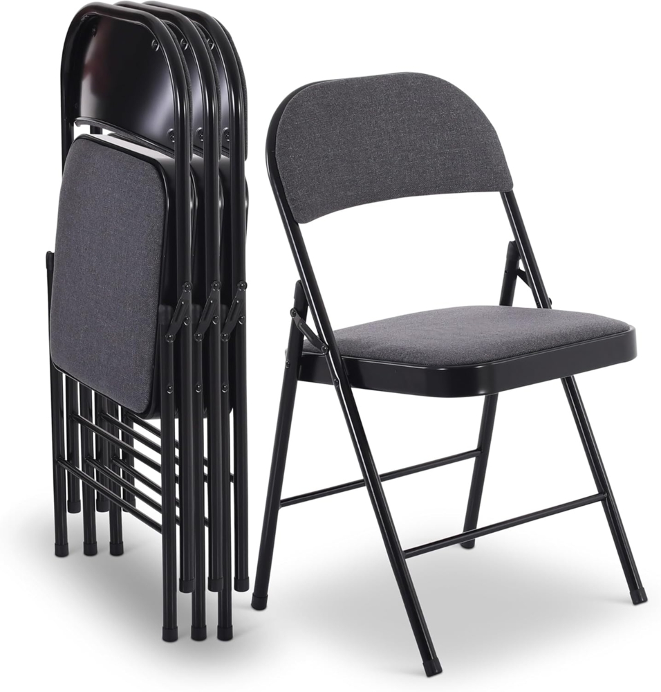 Raburg Klappstuhl Gästestuhl, Stoffbezug, praktischer & kompakter Konferenz-Stuhl, Elias (4er-Set), stabiler Metallrahmen in Schwarz Bild 1