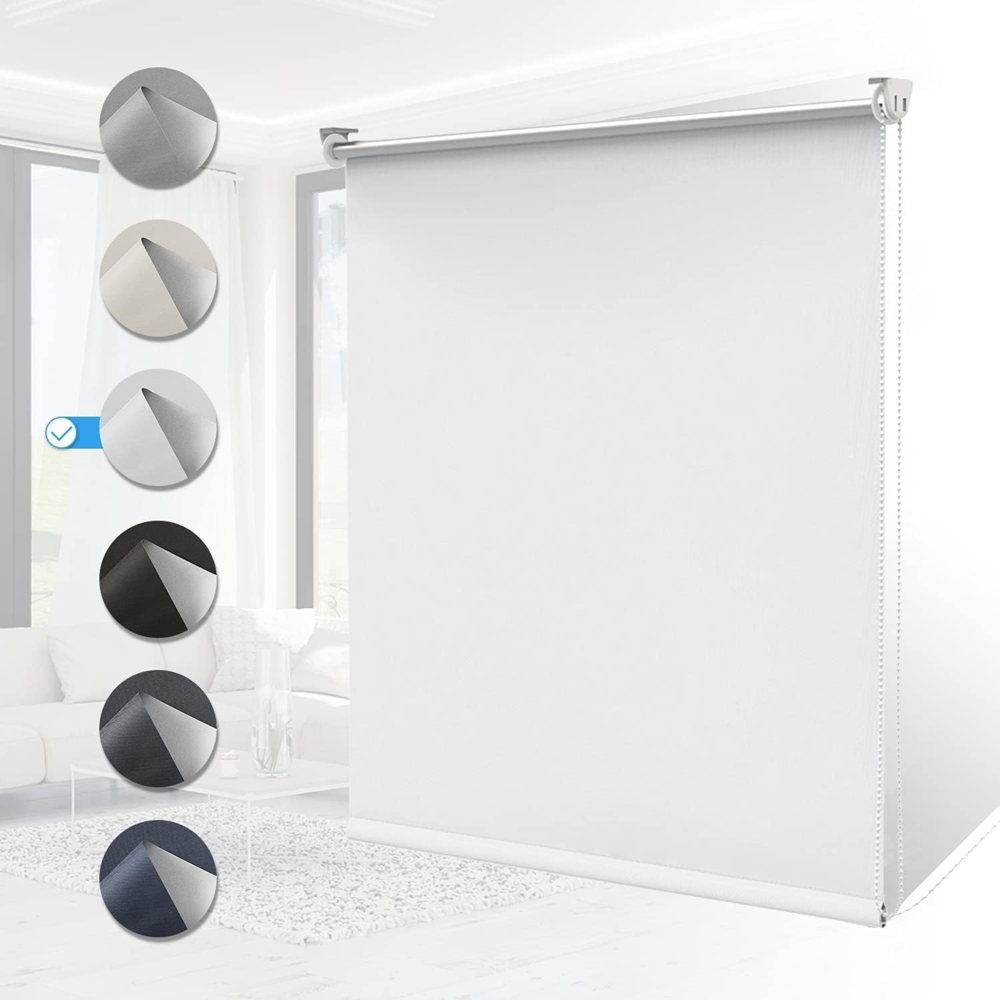 Homland Verdunklungsrollo Klemmfix ohne Bohren Thermorollo Seitenzugrollo Weiß 105x170 cm (BxH) Lichtblick Sichtschutz & Sonnenschutz, Wandmontage & Deckenmontag für Fenster und Tür Bild 1