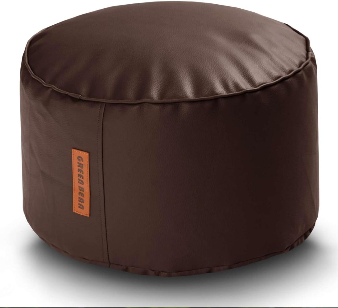 Green Bean Pouf runder Sitzpouf aus Kunstleder in 3 Farben (Indoor / Outdoor, abwaschbarer Oberfläche & EPS Perlen Füllung), Sitzwürfel Sitzkissen Hocker Sitzhocker Bild 1