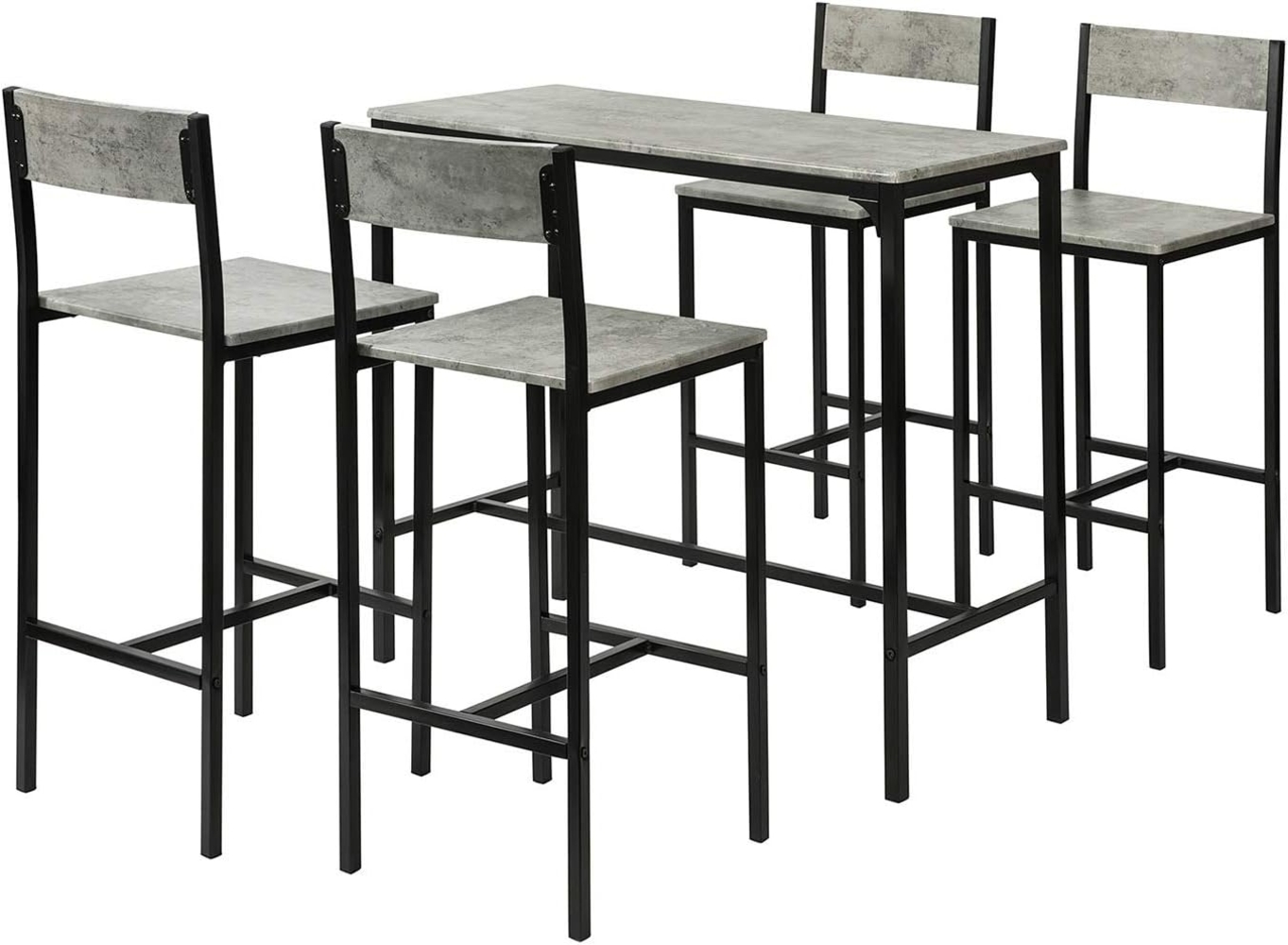 SoBuy Bartisch OGT14, Bartisch Set 5-teilig Sitzgruppe Esstisch Bistrotisch mit 4 Hockern Bild 1