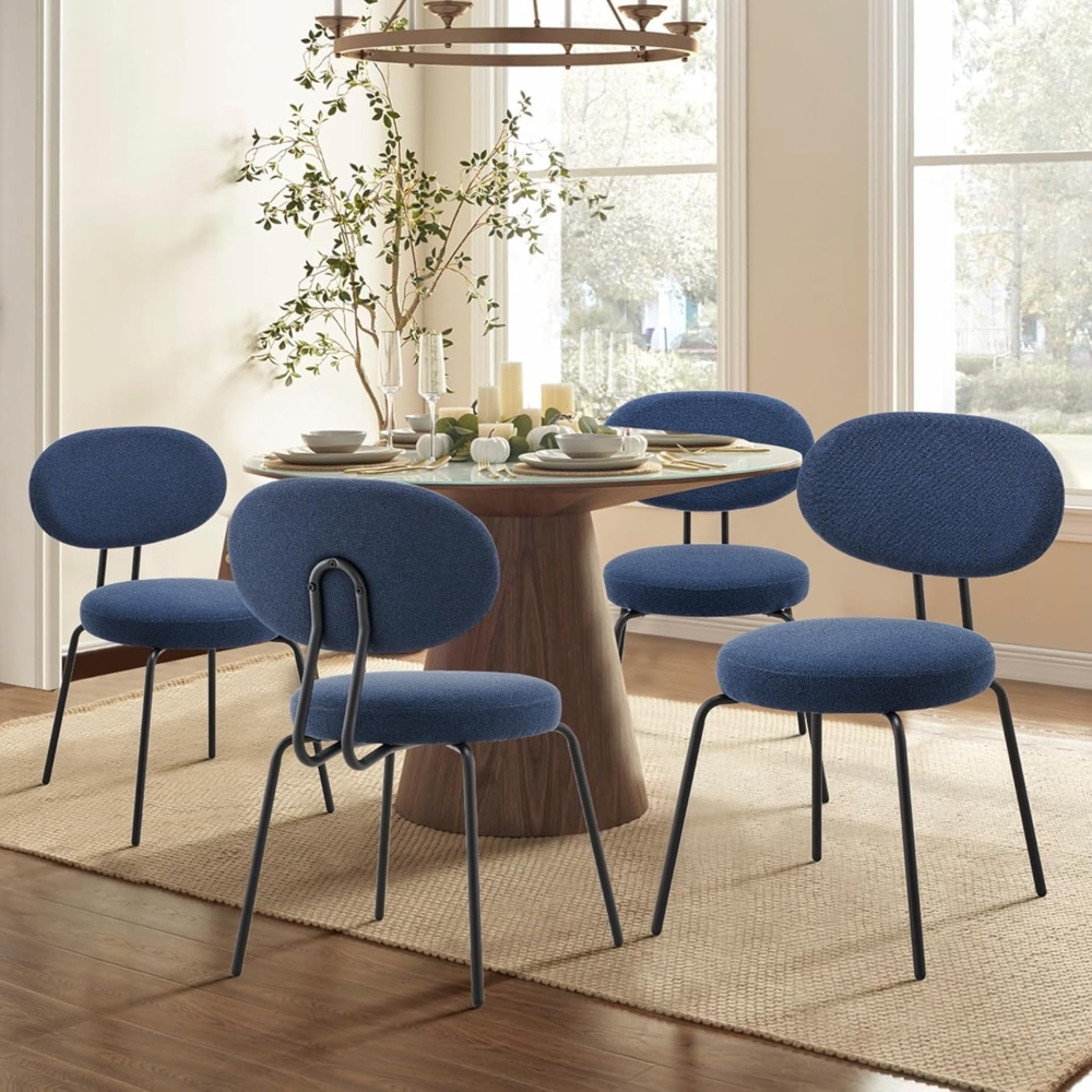 COLAMY Esszimmerstühle 4er Set, Moderne Polsterstühle mit Metallbeinen Ergonomische Küchenstühle Essstühle Set für Esszimmer Küche Wohnzimmer Höhe 47.5 cm, Blau Bild 1