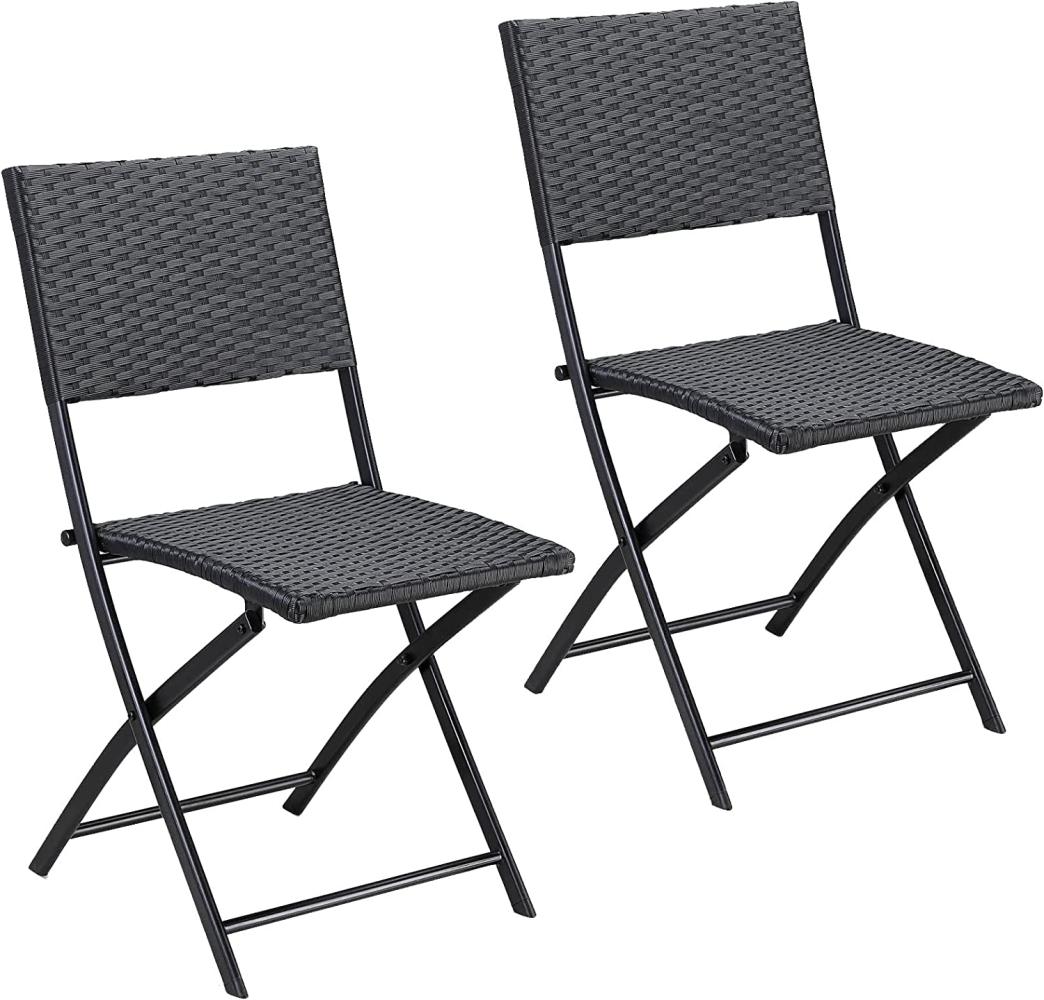 Casaria Klappstuhl Rom (2 St), Polyrattan 2er Set 120kg Belastbarkeit Platzsparend Klappbar Leicht Bild 1