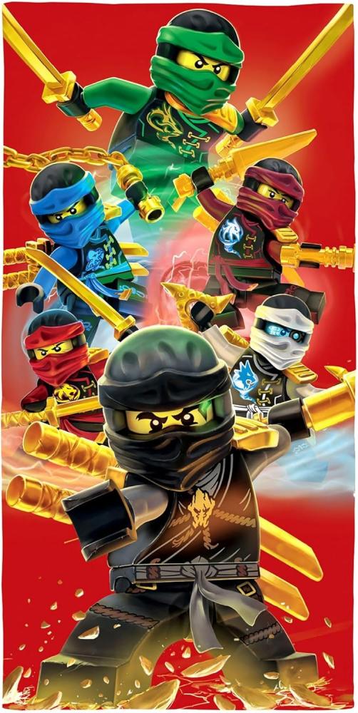 BERONAGE Strandtuch Lego Ninjago Badetuch Champion Fire Rot 70x140 cm, 100% Baumwolle (1-St), Frottee in Velours-Qualität Bild 1