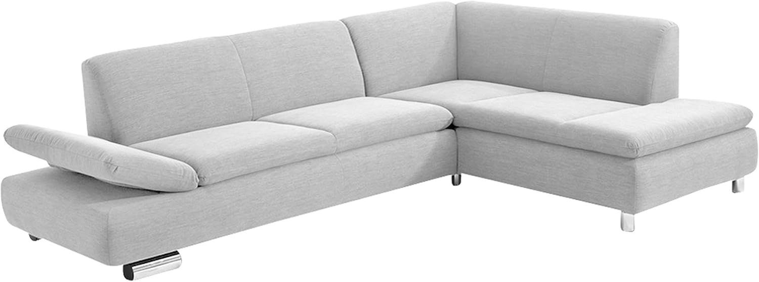 Terrence Ecksofa Strukturgewebe Silber Metallfüße verchromt Bild 1