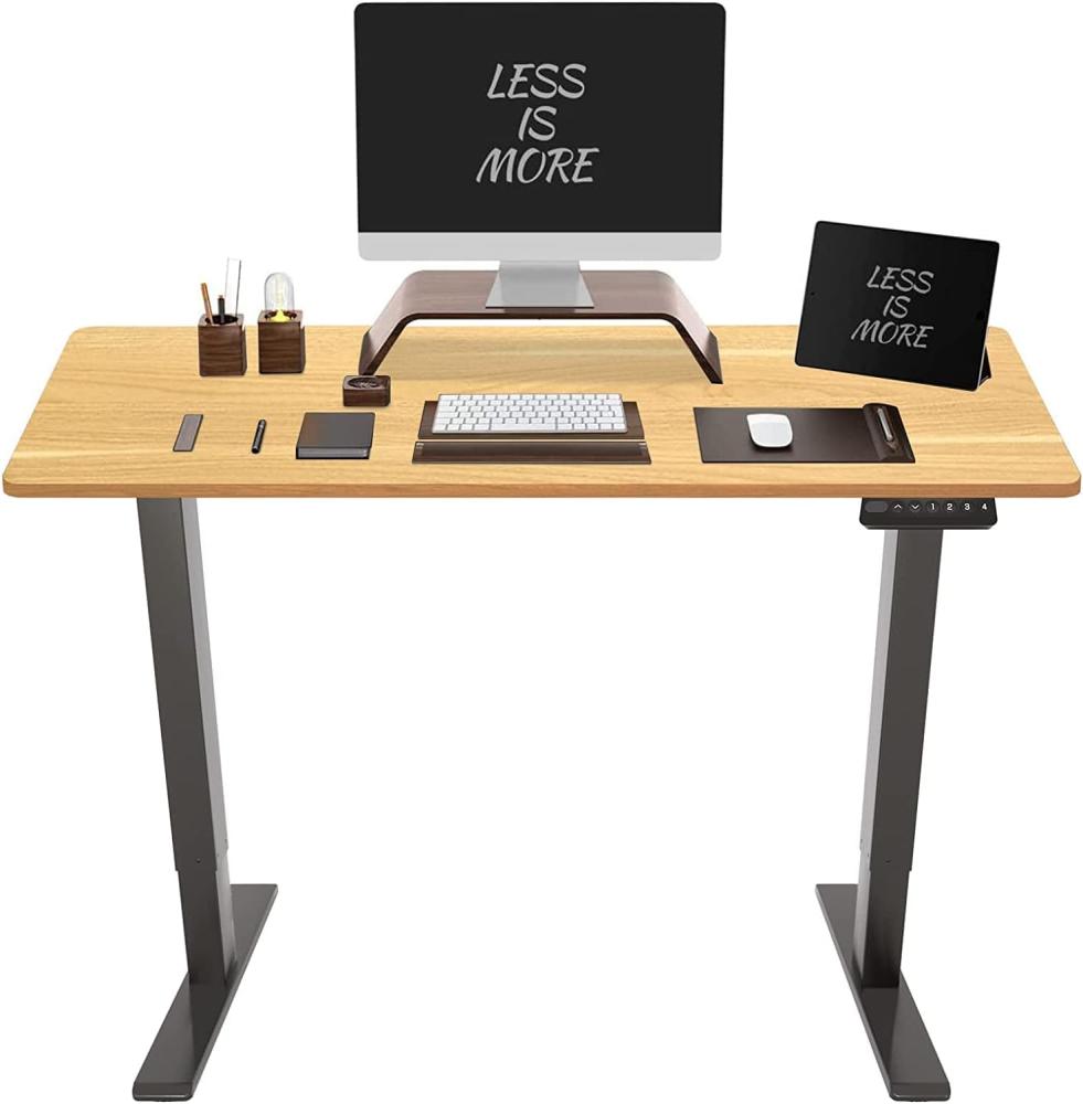 Flexispot Hemera Höhenverstellbarer Schreibtisch (120x60 cm), mit Memory-Steuerung und Softstart/-Stop& integriertes Anti-Kollisionssystem, grau Gestell + Bambus Tischplatte Bild 1