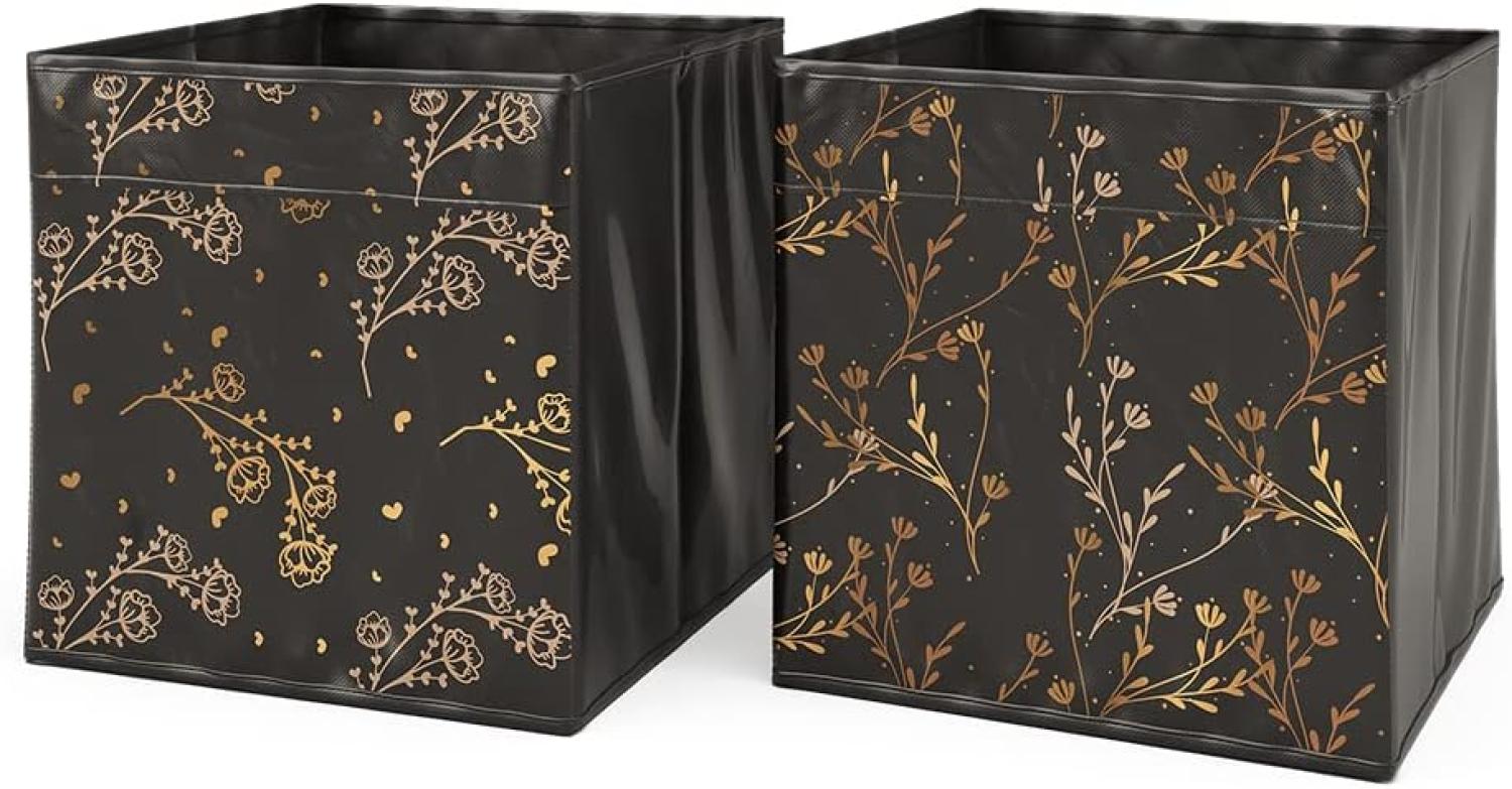 Vicco Faltbox Aufbewahrungsbox Regalbox Schwarz Gold Floral 2 Hartkarton Ablage Bild 1