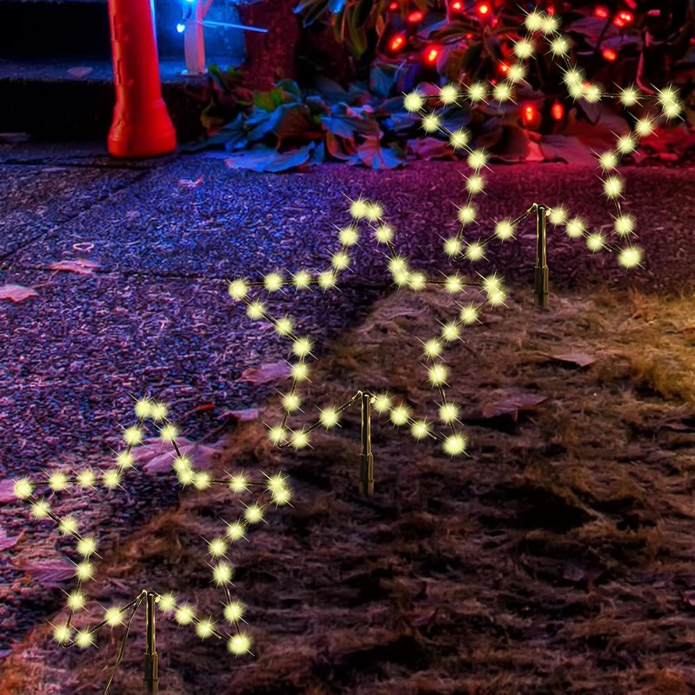 SALCAR 2m Weihnachtsbeleuchtung Außen, 3er Pack LED Stern Weihnachtsdeko Garten, Außenbeleuchtung Stableuchte mit Erdspieß, Schwarze Sterne, Warmweiß Bild 1