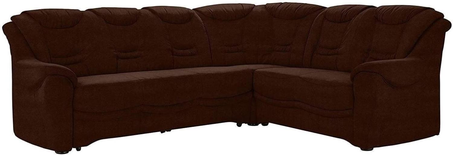 Cavadore Ecksofa Bansa mit Federkern / Polstercouch im klassischen Design / inkl. Bettfunktion / 265 x 94 x 215 / Mikrofaser Braun Bild 1