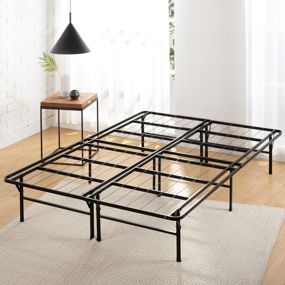 Zinus SmartBase Bett 135 x 190 cm - Höhe 35 cm - Ideal für EIN Gästebett - Mit Stauraum unter dem Bett - Metallbett - Schwarz Bild 1