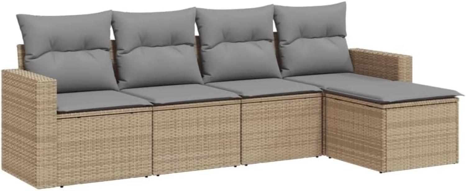 vidaXL 5-tlg. Garten-Sofagarnitur mit Kissen Beige Poly Rattan 3218879 Bild 1