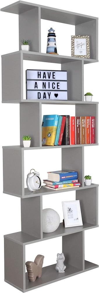 RICOO Standregal 192 x 70 x 25 cm grau – Bücherregal Raumteiler Wohnzimmer WM070-PL Bild 1