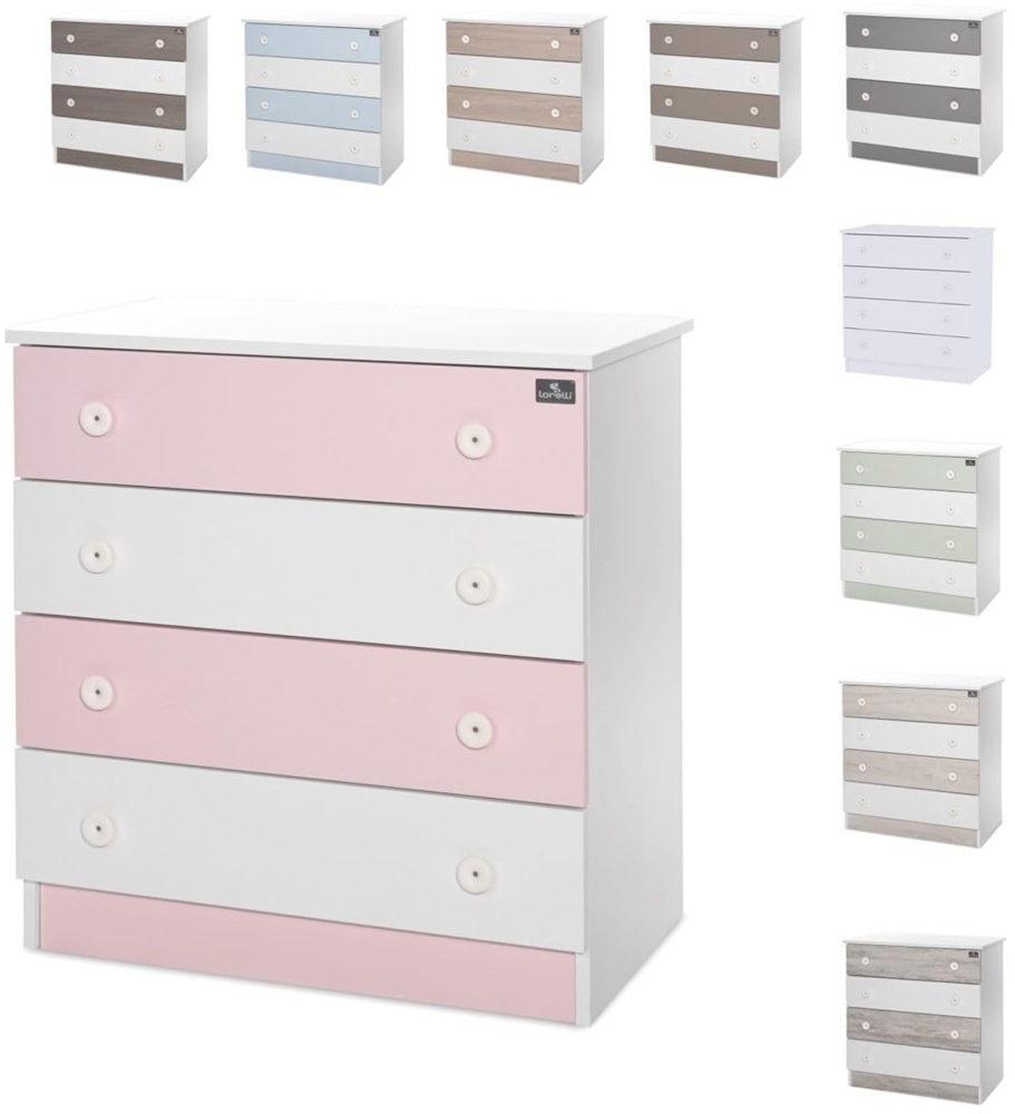 Lorelli Kommode Dresser 81 x 50 x 86 cm, 4 große Schubladen, schnelle Montage pink Bild 1