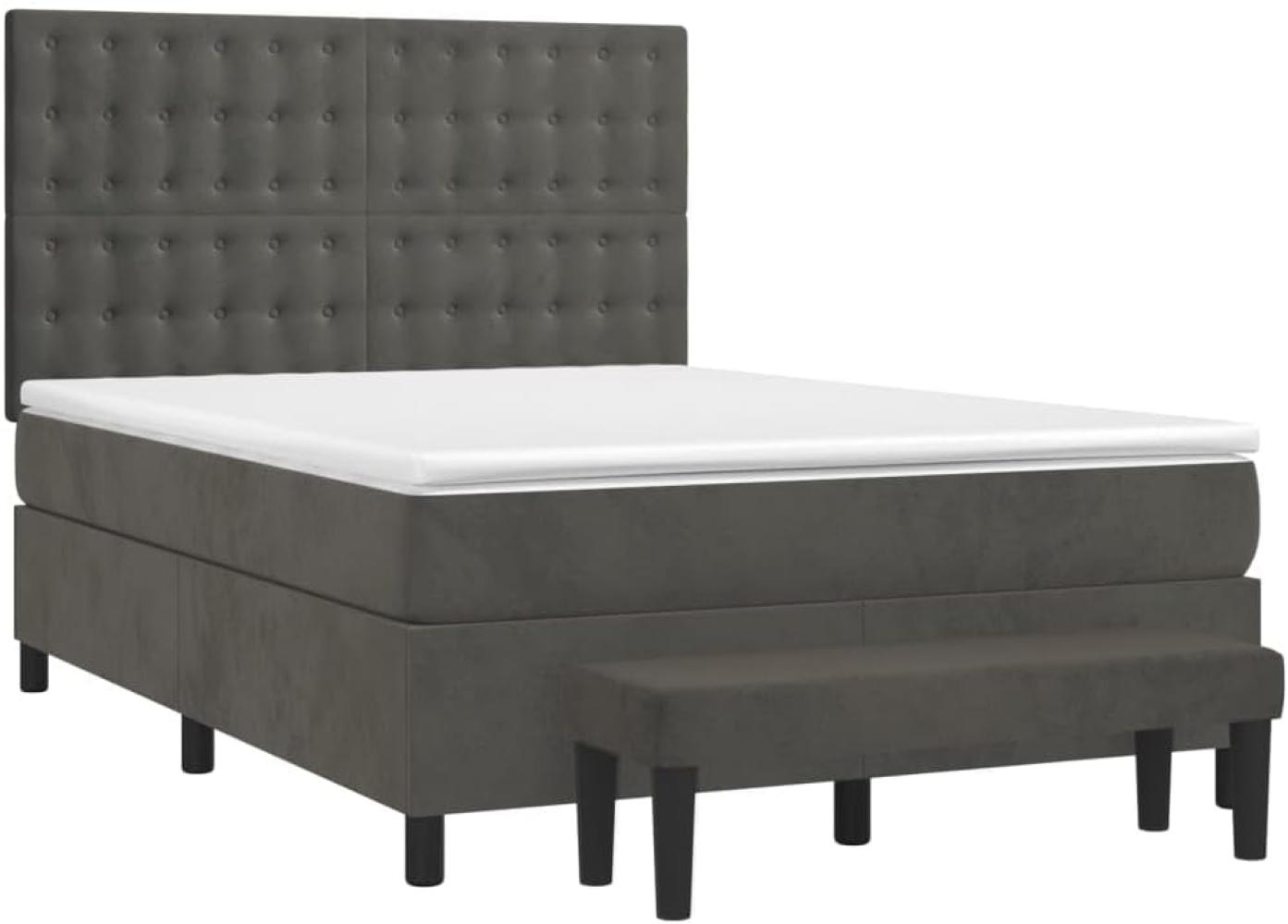 vidaXL Boxspringbett mit Matratze Dunkelgrau 140x190 cm Samt 3138080 Bild 1