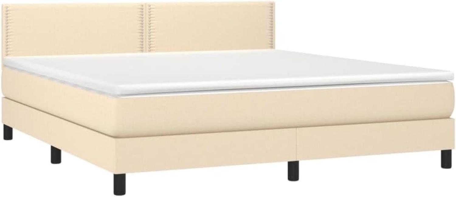 vidaXL Boxspringbett mit Matratze Creme 160x200 cm Stoff 3139990 Bild 1