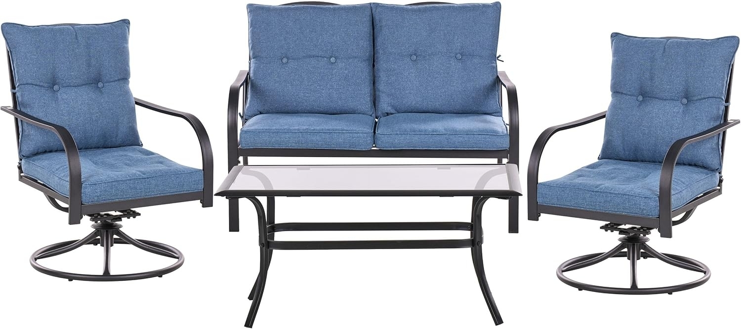 Lounge Set mit Tisch 4-Sitzer MESTRINO Metall Blau Bild 1