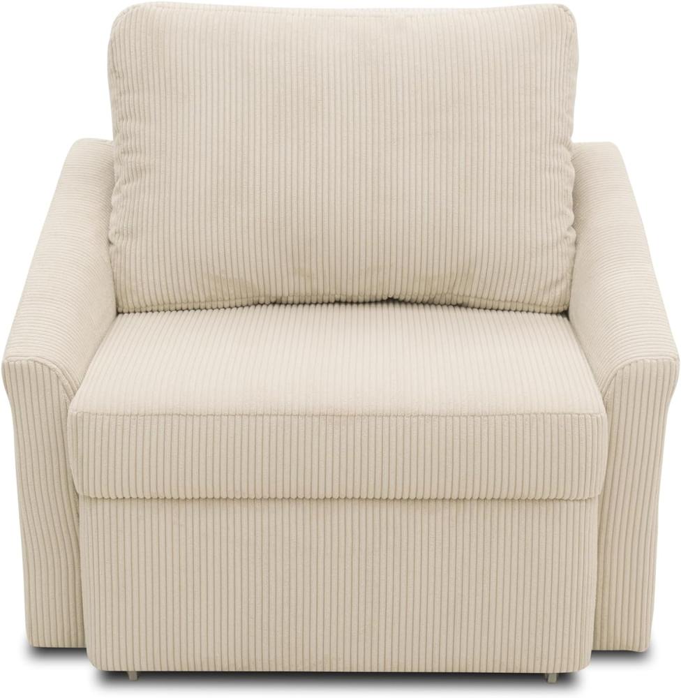 DOMO. collection Dauerschläfer Boxspring Sofa mit Schlaffunktion, Beige (Cord), 108 x 96 x 86 cm Bild 1