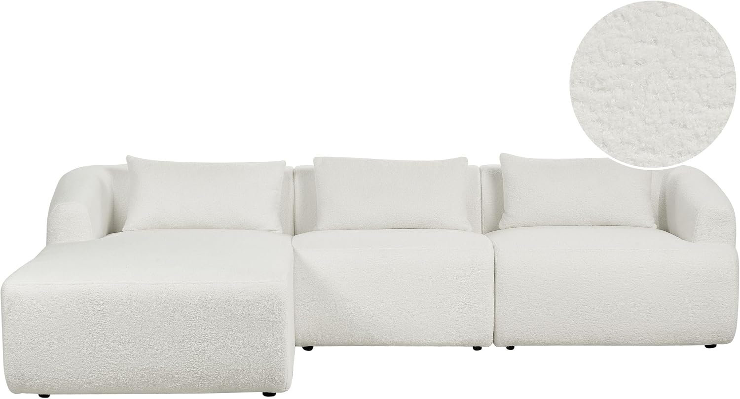 Ecksofa SVANSELE Bouclé Cremeweiß Rechtsseitig Bild 1
