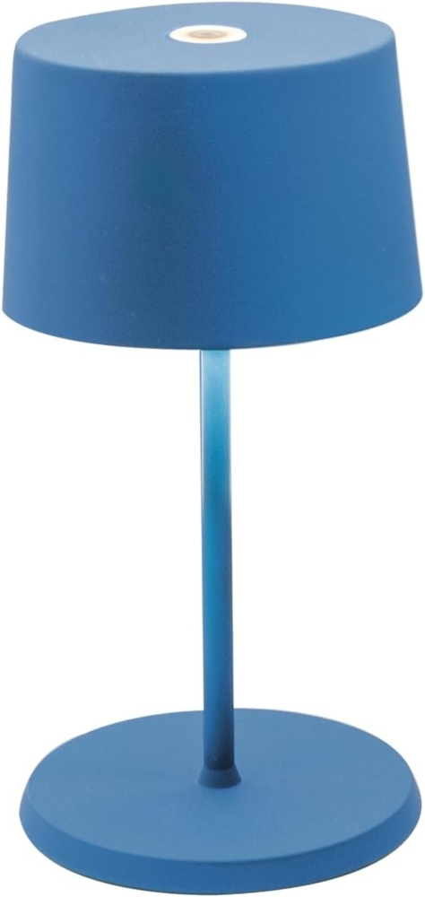 Zafferano, Olivia Mini Lampe, Tragbare und Wiederaufladbare Tischlampe mit Touch Control, Geeignet für Wohnzimmer und Außenbereich, Dimmer, 2200-3000 K, Höhe 22 cm, Farbe Capriblau Bild 1