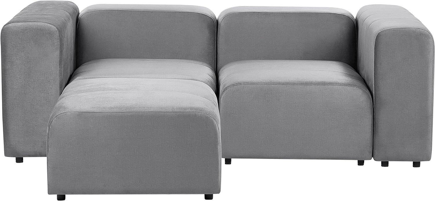 2-Sitzer Sofa Samtstoff grau mit Ottomane FALSTERBO Bild 1