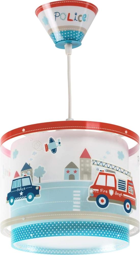 DALBER Kinderleuchte Pendelleuchte POLIZEI Deckenleuchte Kinderzimmer Kinderlampe, Blau, 26. 5 x 26. 5 x 21 cm Bild 1