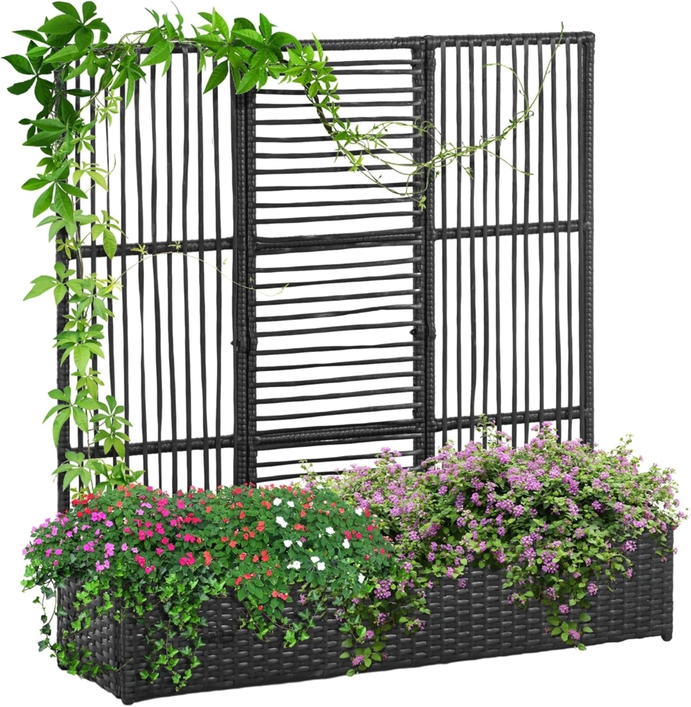 Outsunny Blumenkasten mit Rankhilfe, wetterbeständig (Pflanzkasten, 1 St, Pflanzkübel), für Garten, Terrasse, Schwarz Bild 1
