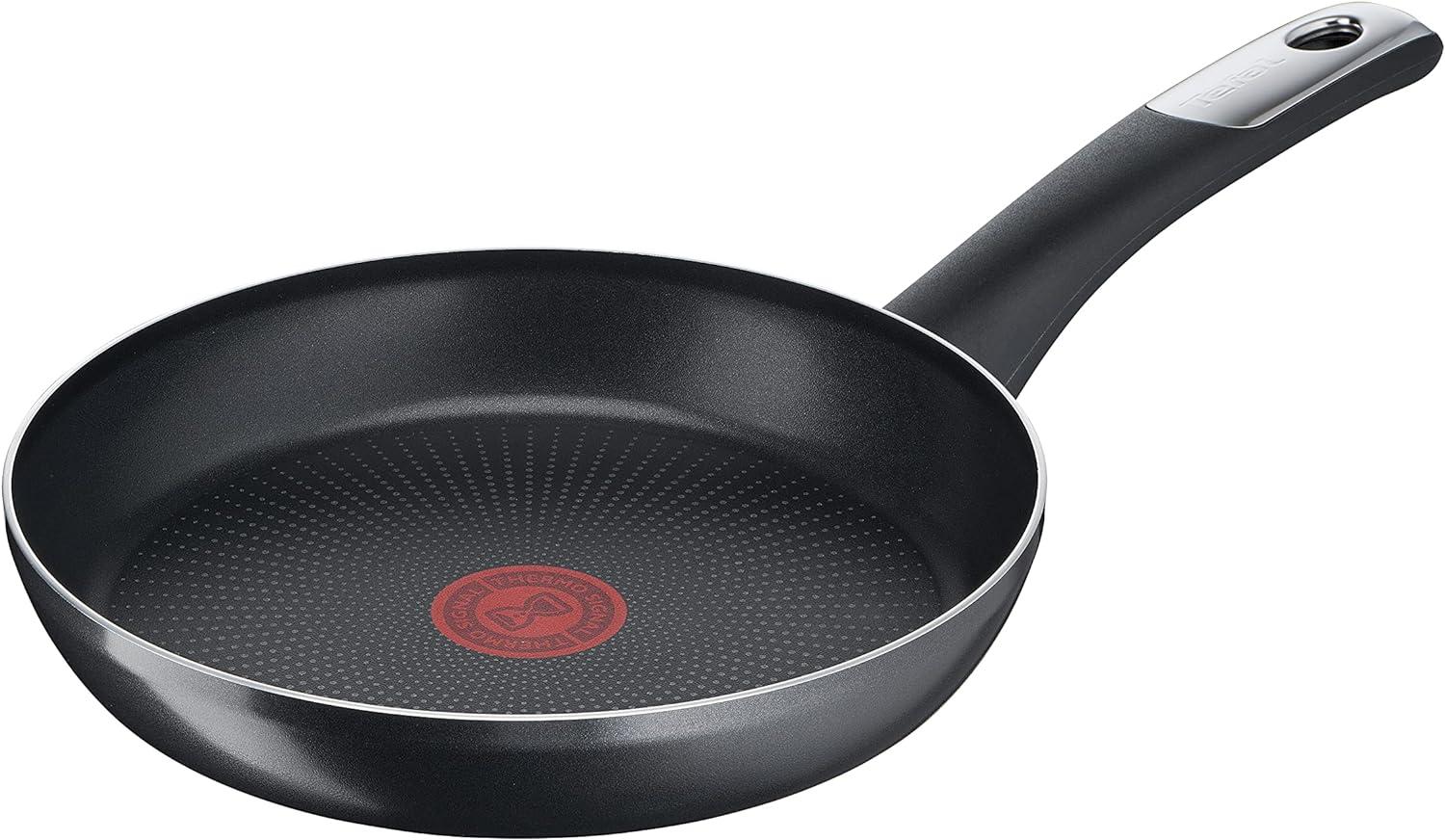 Tefal C38804 Bratpfanne aus hartem Titan Essential, 24 cm, Antihaftbeschichtung mit Titanpartikeln, Temperaturanzeige, spülmaschinenfest, Schwarz Bild 1