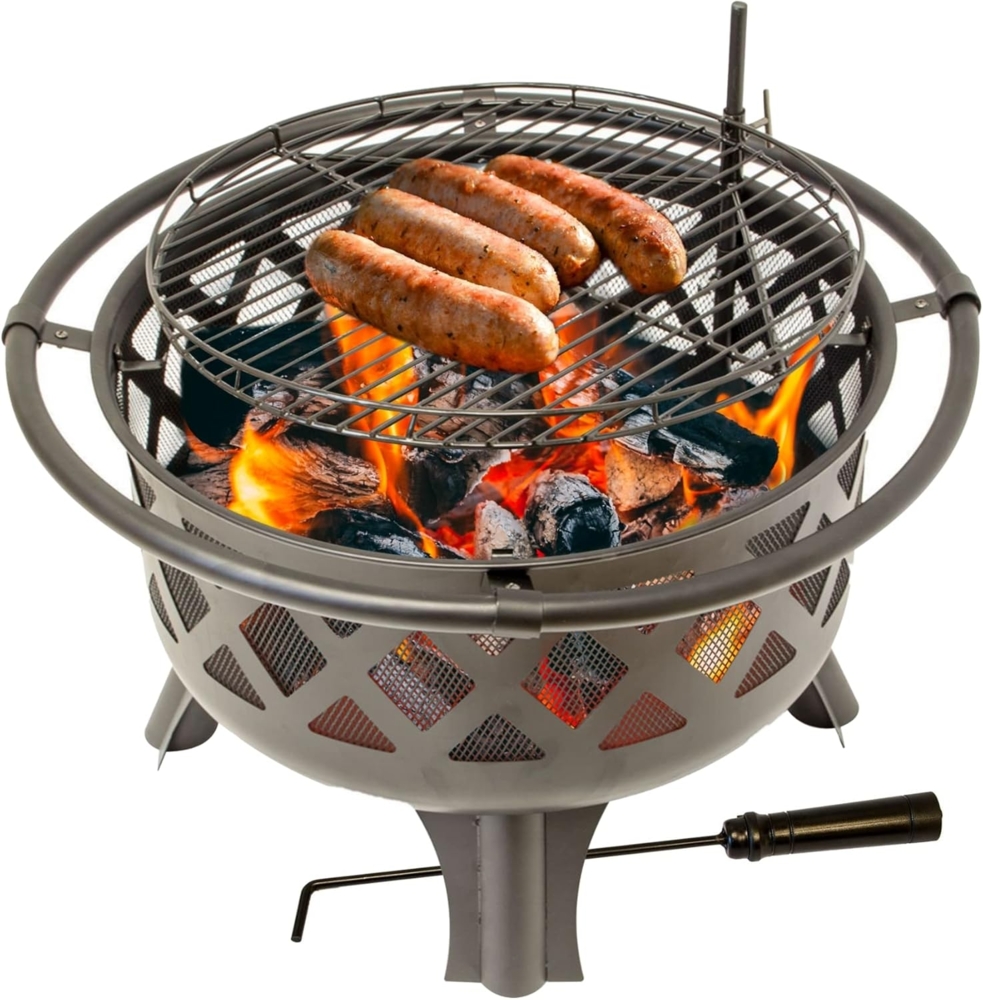 Feuerschale mit Grillrost, Feuerkorb für den Garten, Firebowl Ø 75x60 cm, Fire Pit Bild 1
