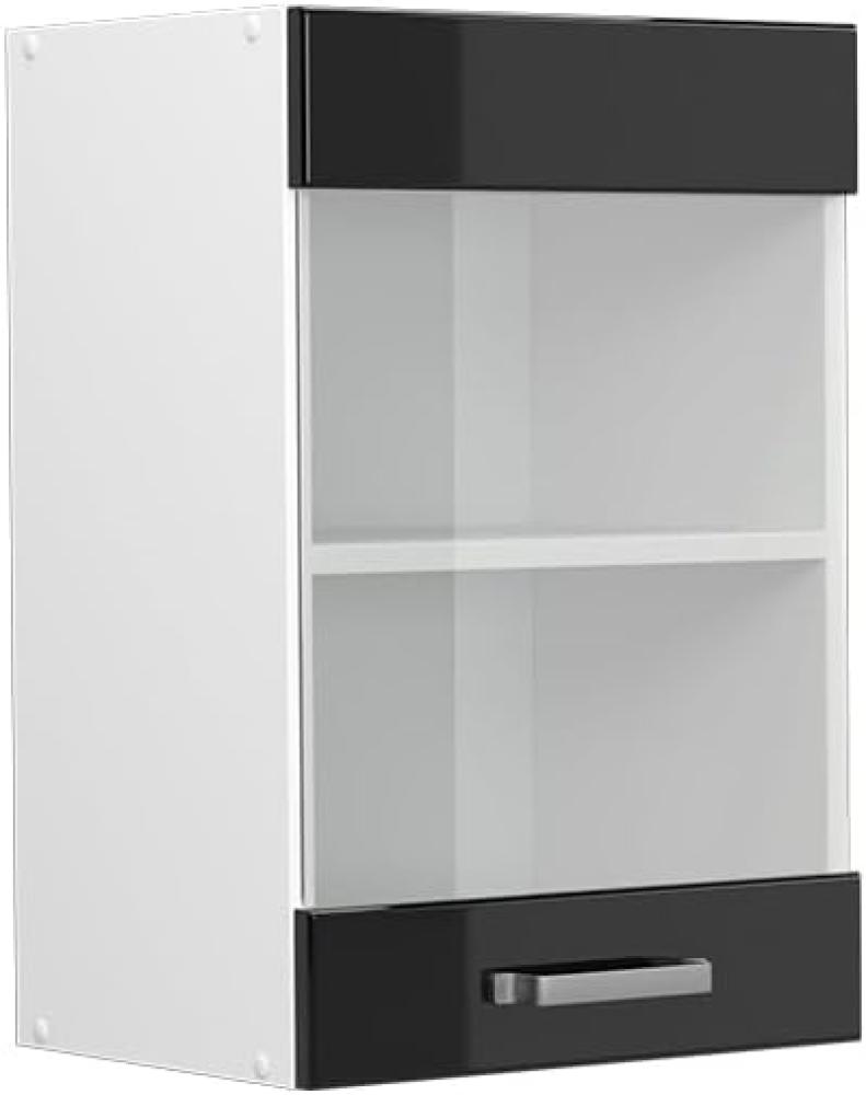 Vicco Küchenschrank Glas R-Line, Schwarz Hochglanz/Weiß, 40 cm Bild 1