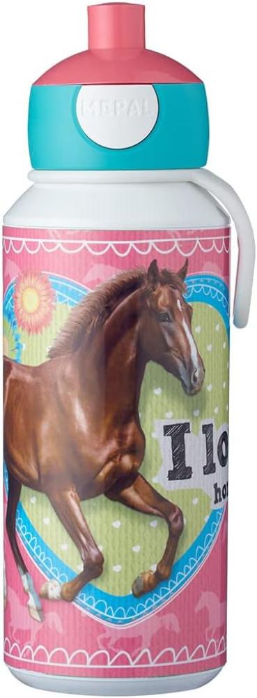 Mepal - Trinkflasche Pop-up Campus - Wasserflasche - Auslaufsichere Flasche für die Schule - Wiederverwendbar - BPA-frei & Spülmaschinenfest - 400 ml - My Horse Bild 1