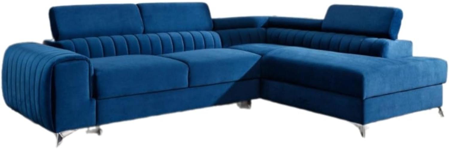 Designer Sofa Tirenni mit Schlaf- und Klappfunktion Blau Rechts Bild 1