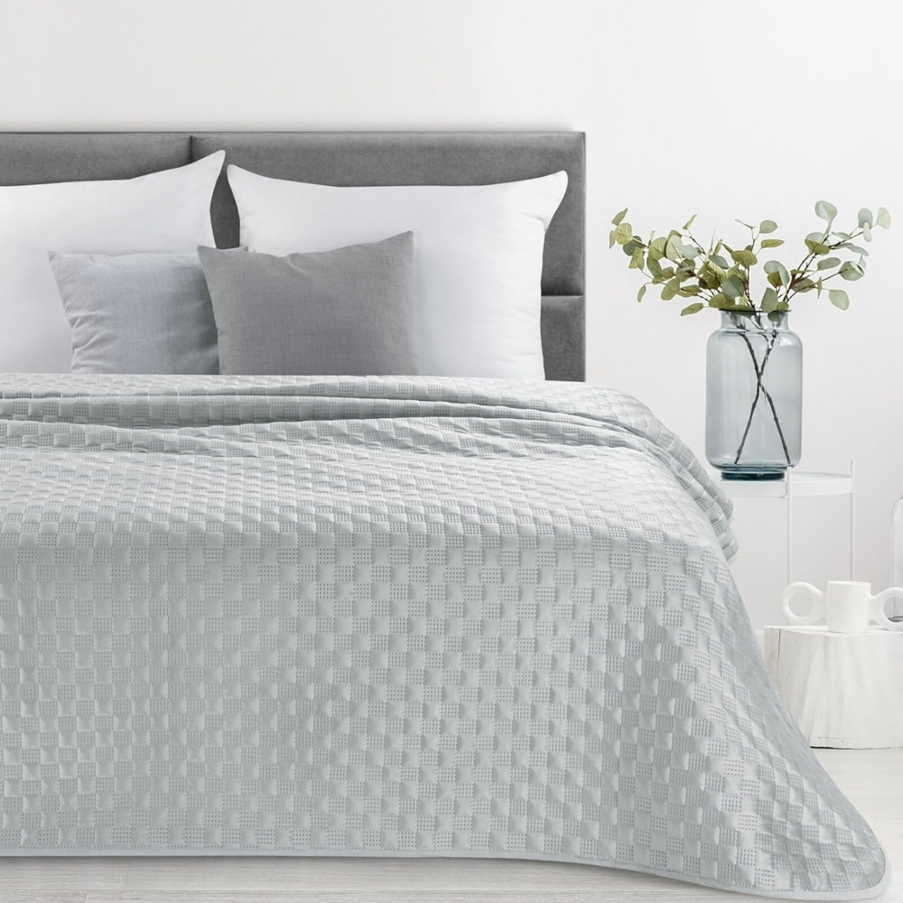 Tagesdecke Velours Samtdecke Gesteppt Steppdecke Klassische Decke SOFIA 4 silber 220x240 cm silber Bild 1