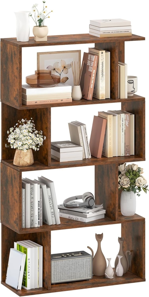 YITAHOME Bücherregal, 5-stöckiges Standregal, Industrieregal mit offenen Regalen, stehendes Lagerregal, Holz-Display-Aufbewahrungsregal für Schlafzimmer, Wohnzimmer, Home-Office, Vintagebraun Bild 1