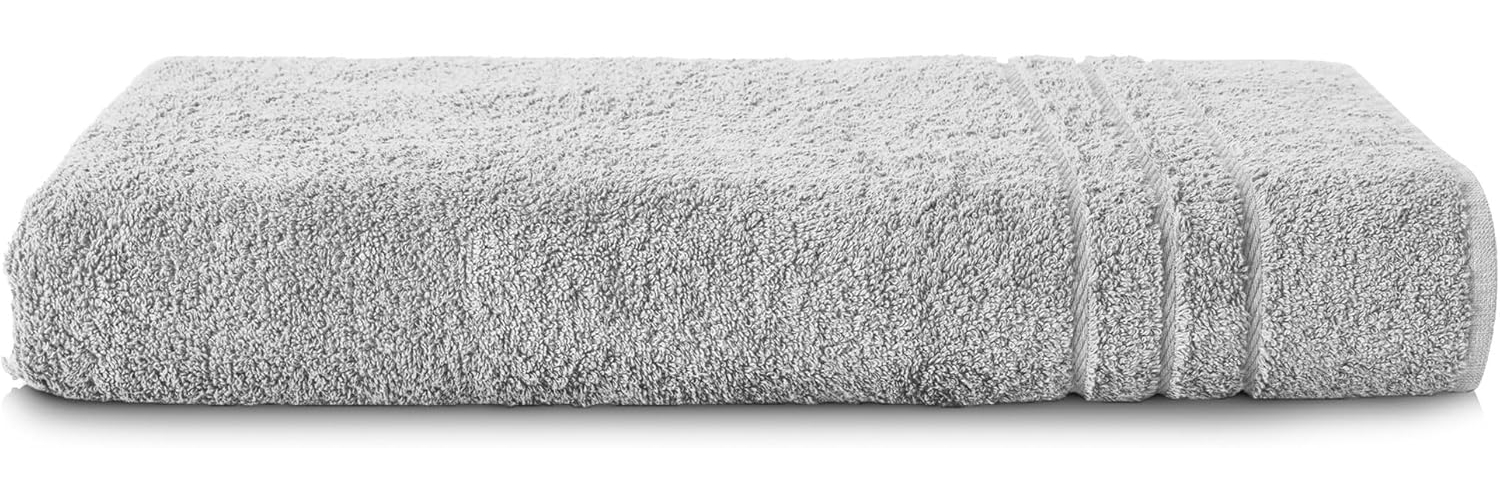 Komfortec Badetuch 100x200 cm aus 100% Baumwolle, Saunatuch XXL, Weich, Groß, Frottee, Schnelltrocknend, Silber Bild 1