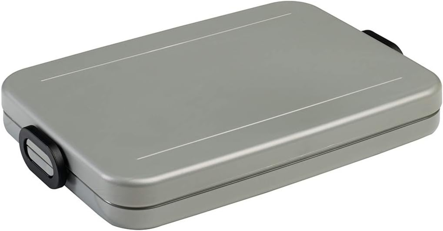 Mepal - Lunchbox Take A Break flach - Ideale Brotdose für Laptoptasche oder Rucksack - Flach geformte Essensbox für 2 Sandwiches oder 4 Scheiben Brot - 800 ml - Silver Bild 1
