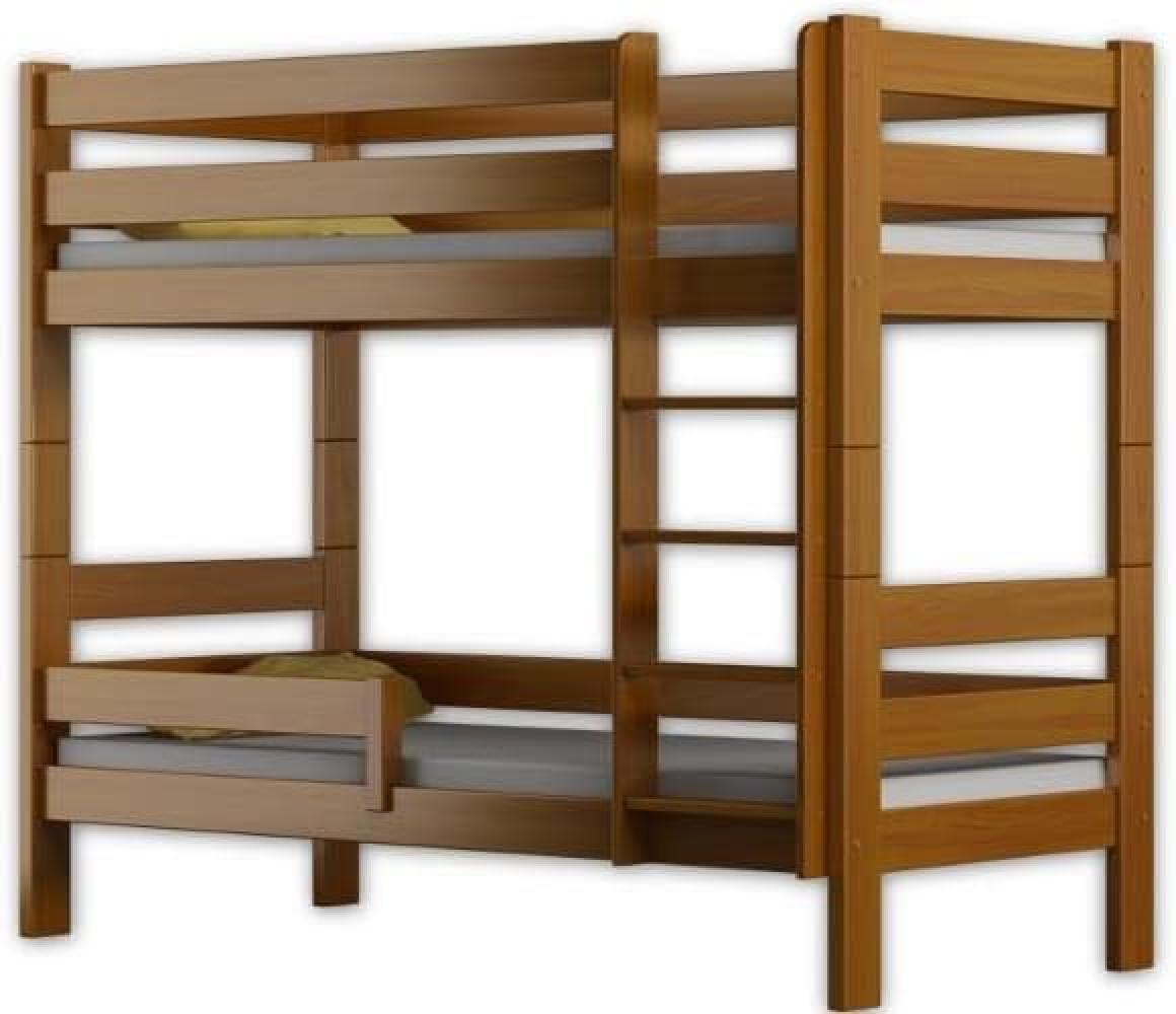 WNM Group 2in1 Etagenbett oder 2 Einzelbetten - Hochbett für Kinder Sophie - Stockbett mit Rausfallschutz und Lattenrost - Absturzsicherung Doppelstockbett - Jugendbett 80x160 cm - Erle Bild 1